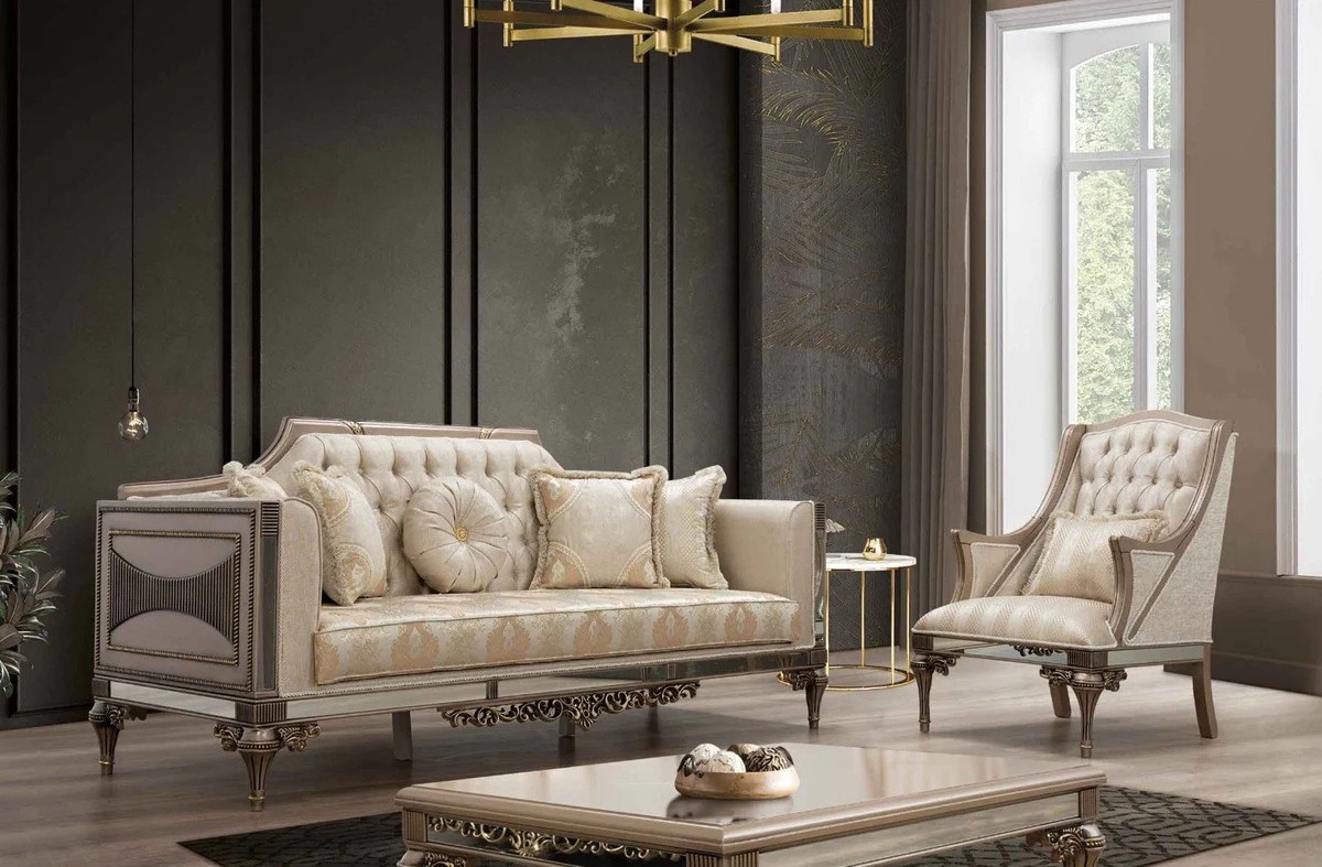 Luxus Barock Sofa - Handgefertigtes Wohnzimmer Sofa im Barockstil - Barock Wohnzimmer & Hotel Möbel - Edel & Prunkvoll