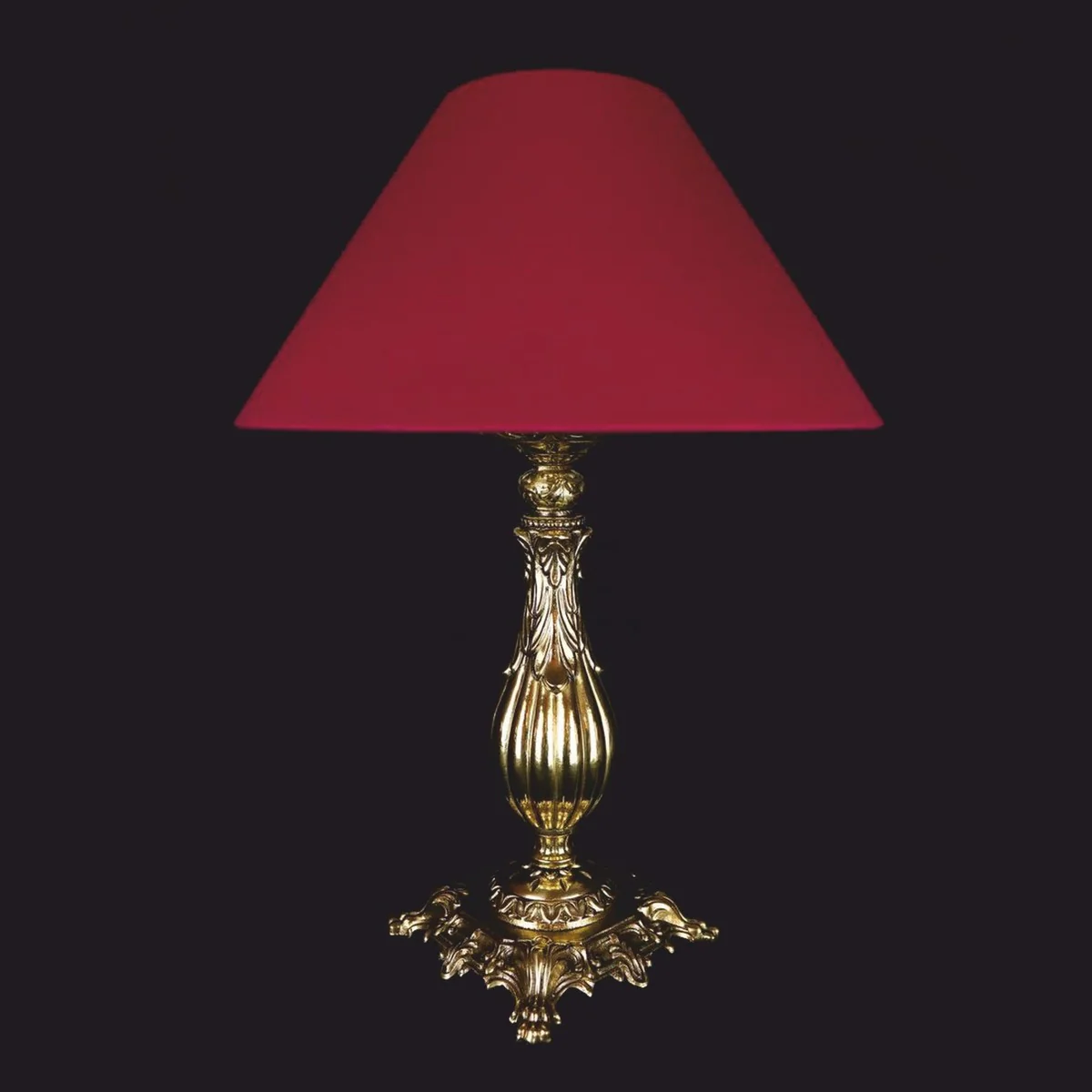 Luxus Barock Tischleuchte Gold / Rot Ø 34 x H. 45 cm - Barock Leuchten