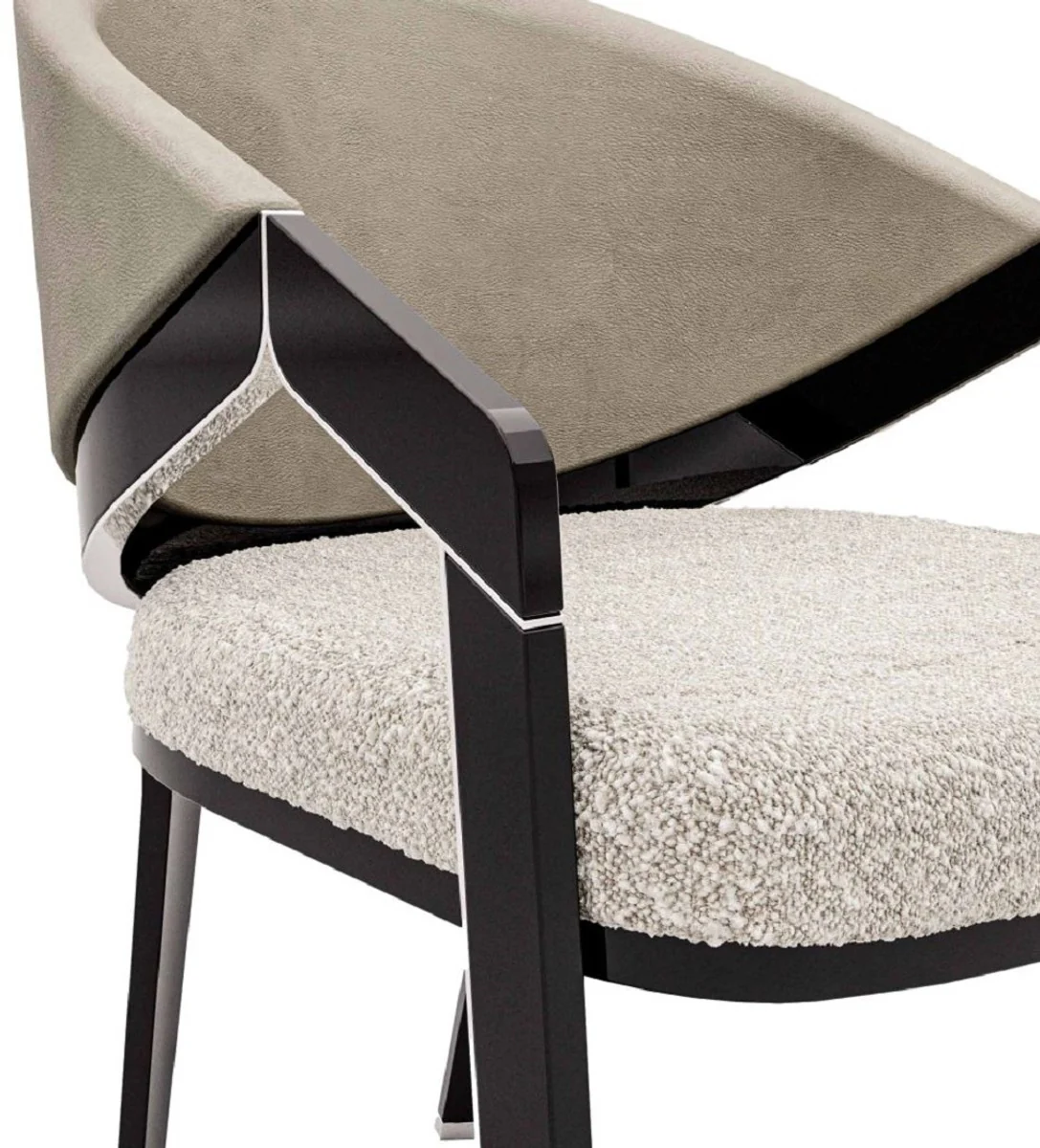 Luxus Designer Esszimmer Stuhl 8er Set Grau / Braun - Luxus Möbel - Designer Möbel - Esszimmer Möbel - Restaurant Möbel - Hotel Möbel - Luxus Qualität