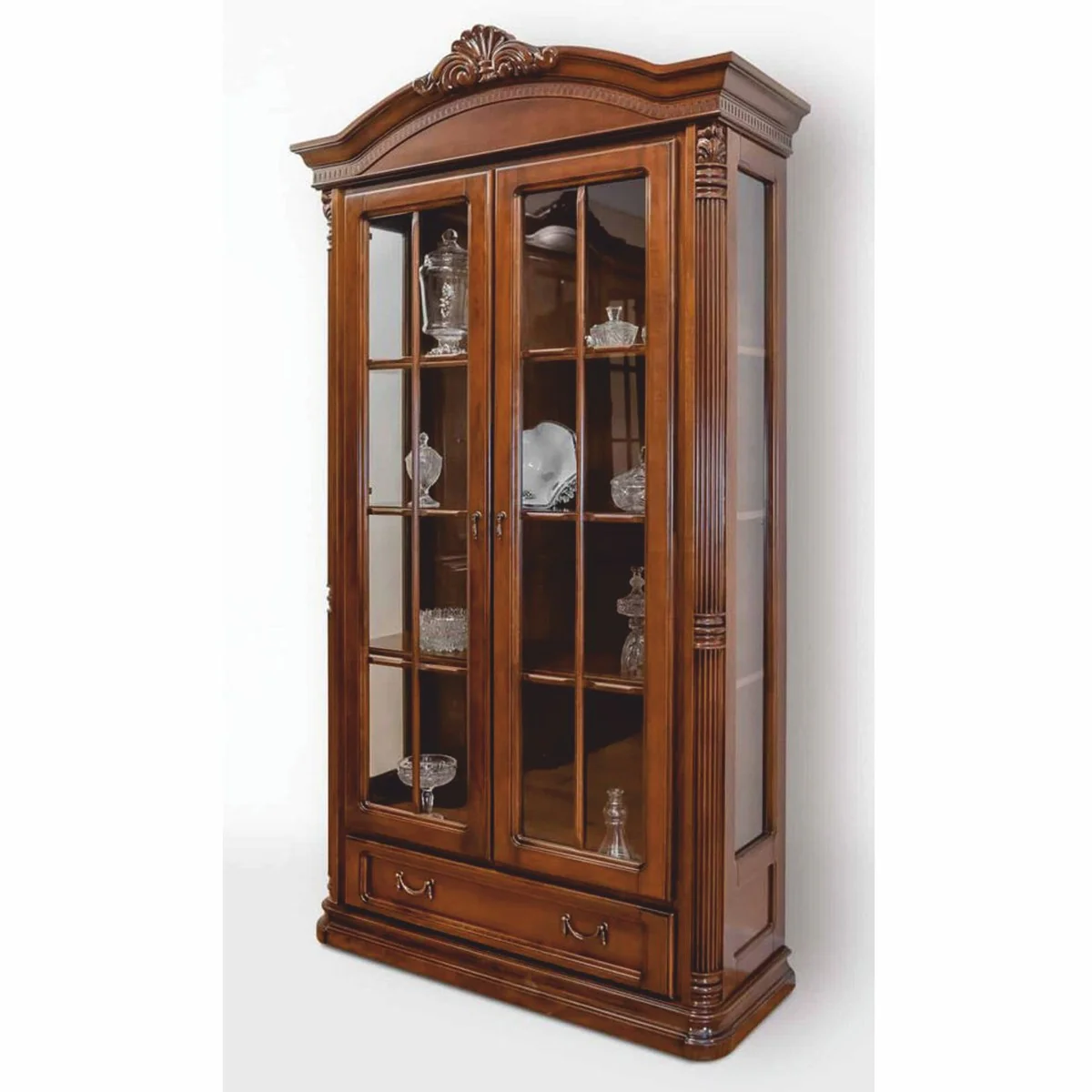 Luxus Barock Vitrine Dunkelbraun 122,7 x H. 220 cm - Barock Möbel