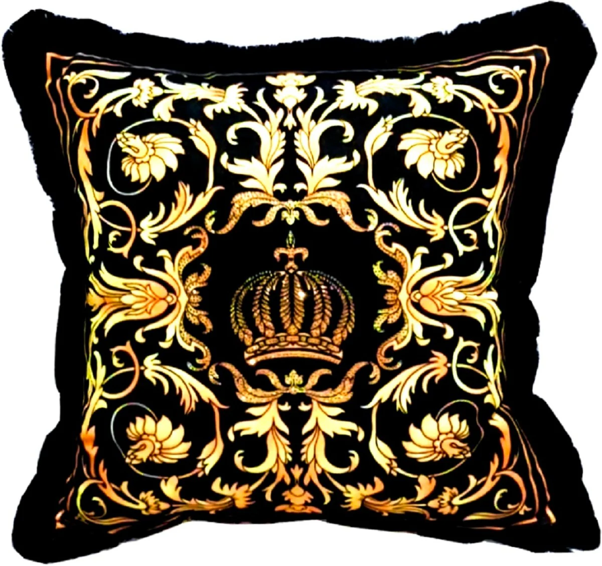 Harald Glööckler Luxus Deko Kissen Pompöös by Schwarz / Gold Barock Muster / Schwarz 50 x 50 cm - Glööckler Kissen mit Glitzersteinen