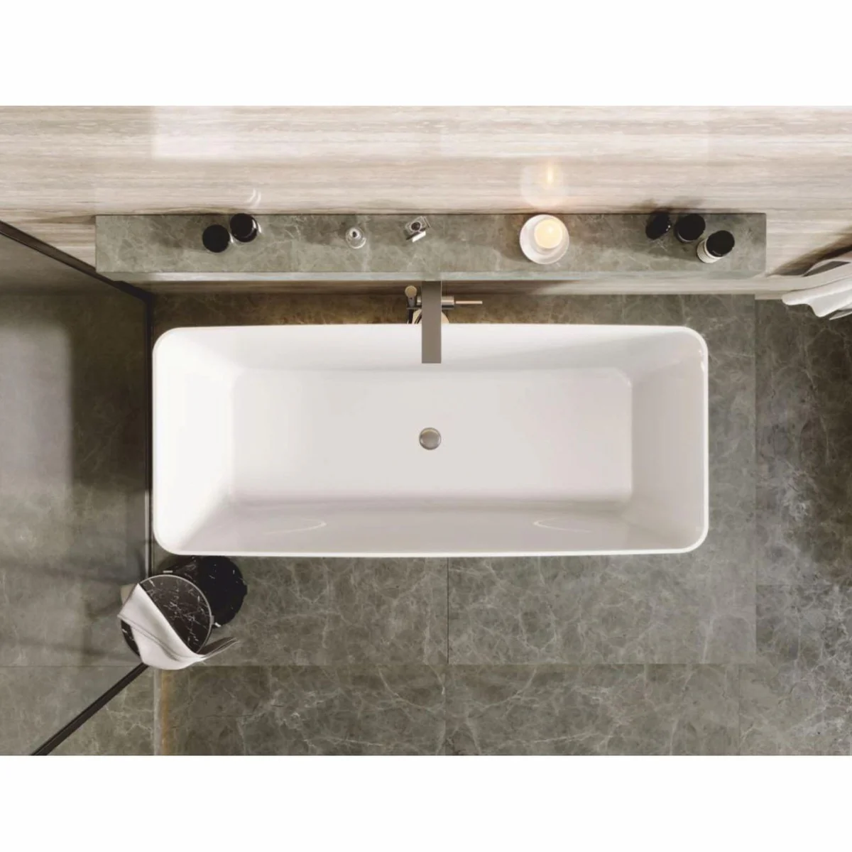 Freistehende Luxus Badewanne Hochglanz Weiß 180 cm - Badezimmer Möbel