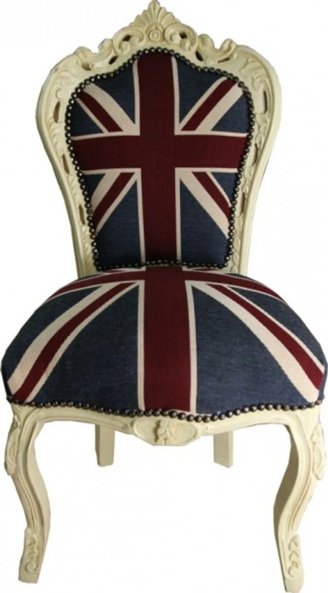 Barock Esszimmer Stuhl Union Jack / Creme