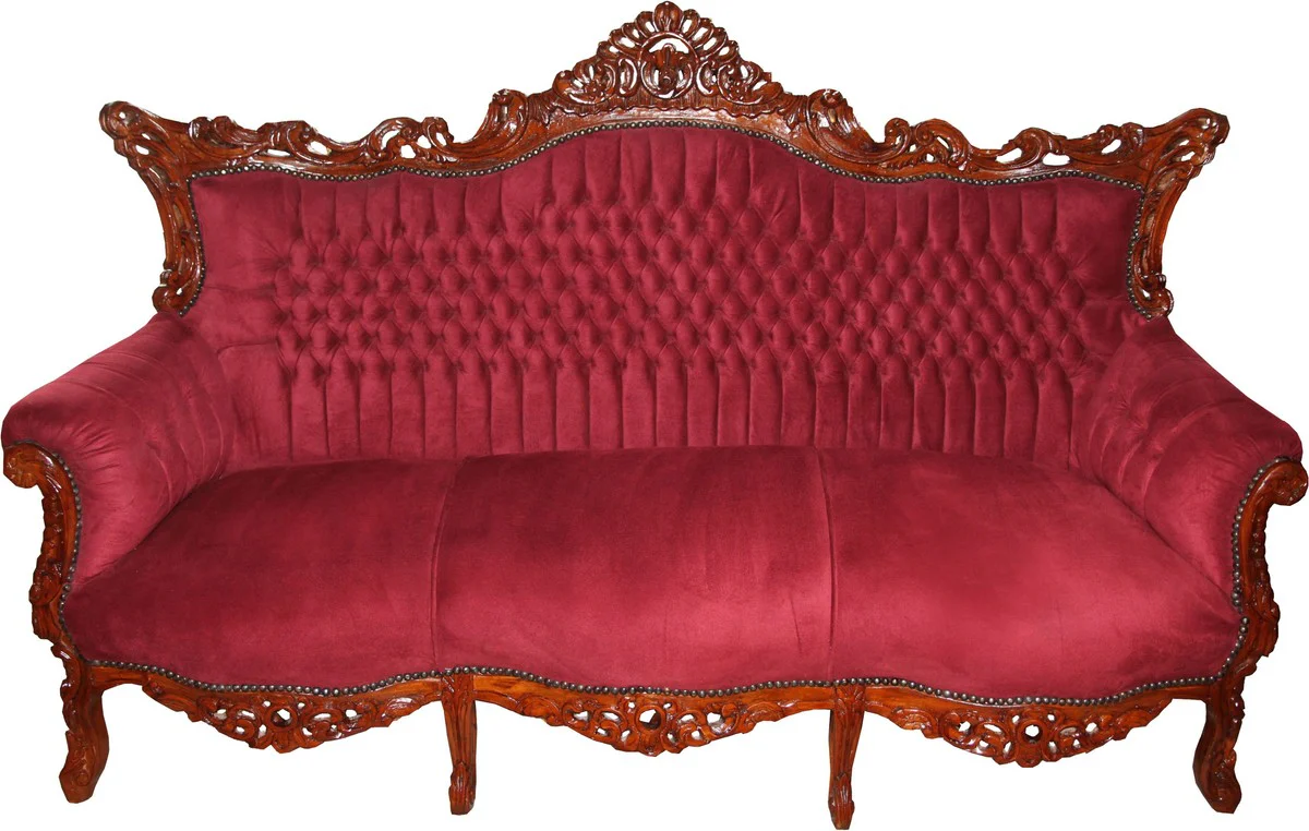 Barock 3-er Sofa Master in Bordeaux / Braun - Wohnzimmer Möbel Couch Lounge - Limited Edition