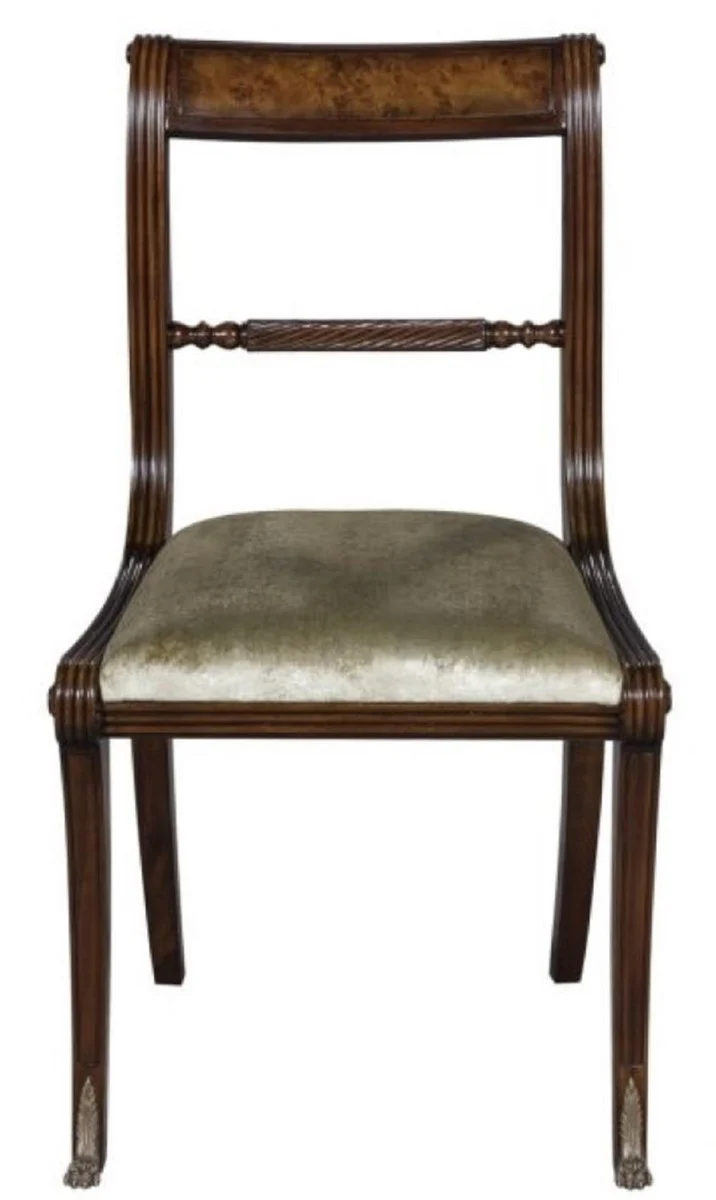 Luxus Barock Esszimmerstuhl Braun / Gold 50 x 51 x H. 86 cm - Luxus Qualität