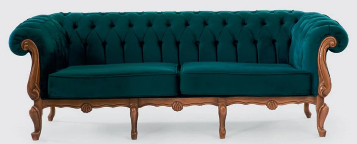 Luxus Barock Chesterfield Sofa Grün / Braun - Prunkvolles Wohnzimmer Sofa im Barockstil - Barock Wohnzimmer Möbel