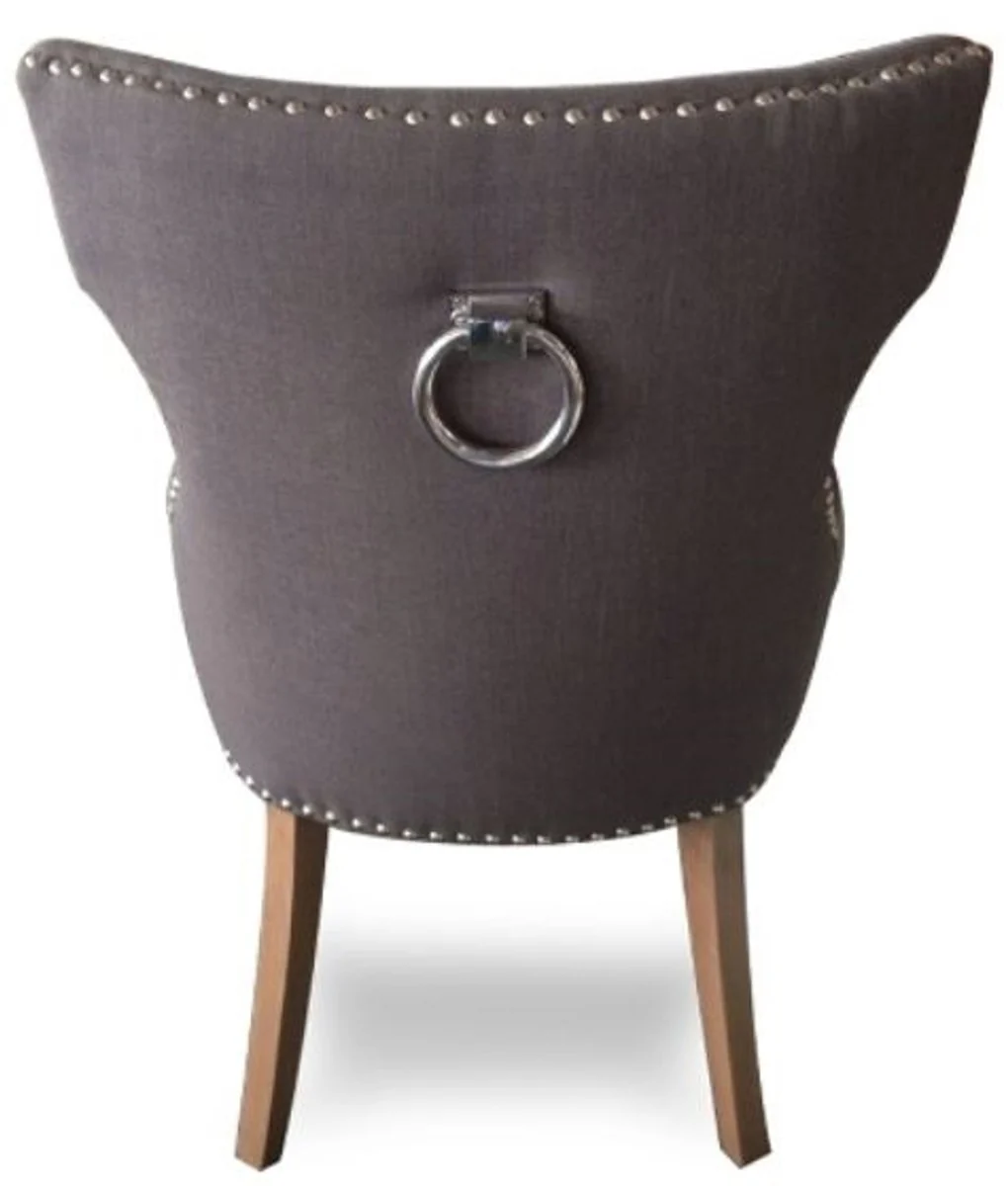 Luxus Esszimmerstuhl Dunkelgrau / Braun 59 x 65 x H. 98 cm - Esszimmermöbel