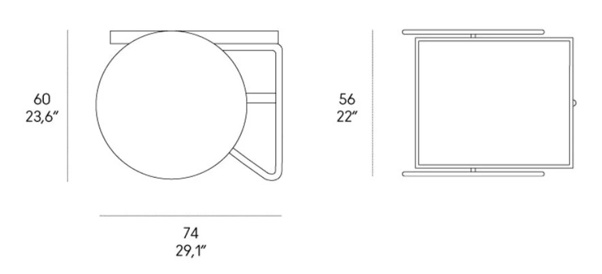Luxus Beistelltisch mit Rädern Schwarz / Gold - Made in Italy