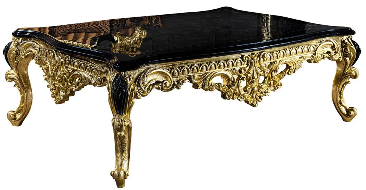 Luxus Barock Wohnzimmer Set Braun / Schwarz / Gold - 2 Sofas & 2 Sessel & 1 Couchtisch - Prunkvolle Wohnzimmer Möbel im Barockstil