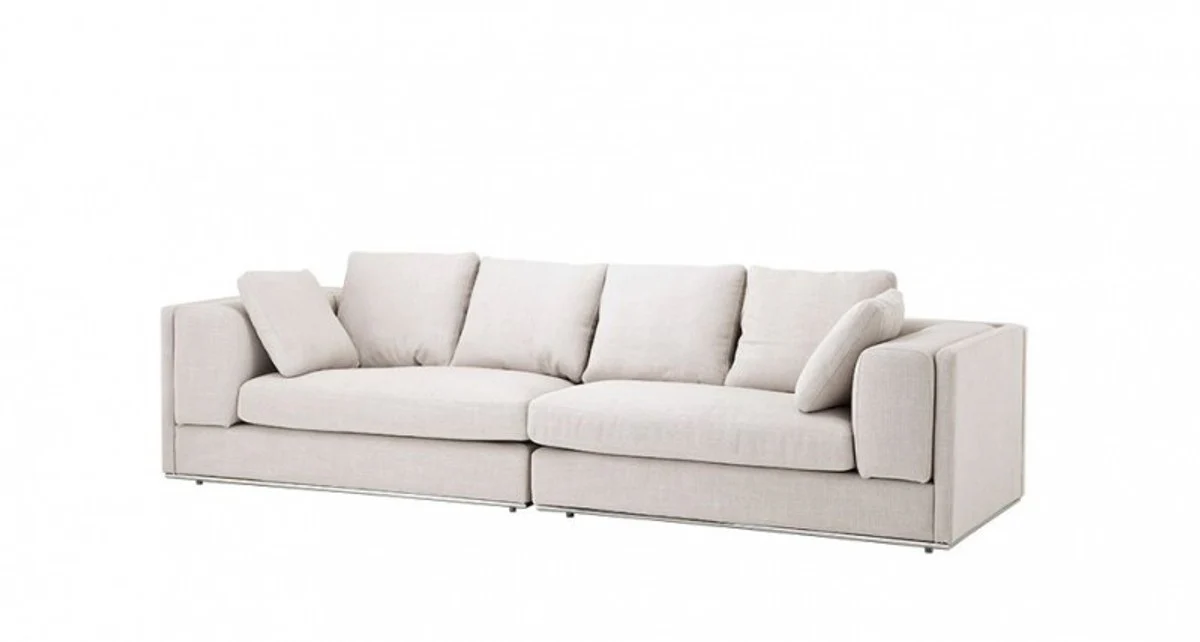 Luxus Sofa Panama Natural mit poliertem Stahl Sockel - Luxus Möbel
