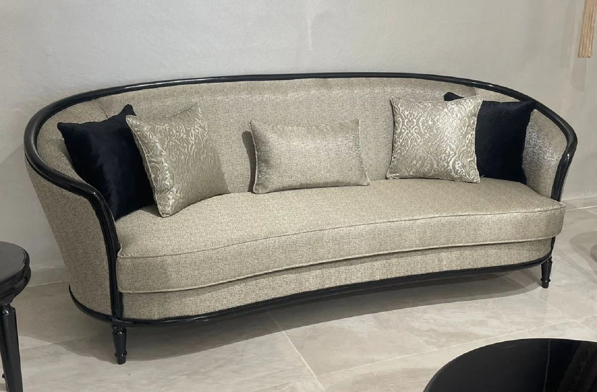 Luxus Barock Sofa Gold / Schwarz - Barockstil Wohnzimmer Sofa - Barockstil Wohnzimmer Möbel - Luxus Möbel im Barockstil - Barock Einrichtung - Edel & Prunkvoll