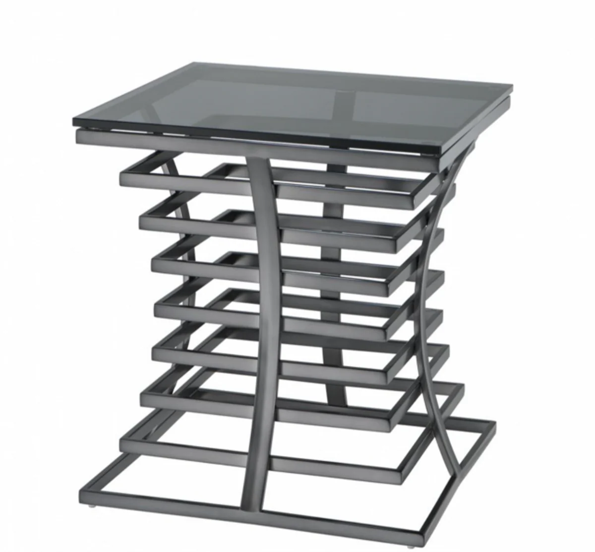 Luxus Art Deco Designer Beistelltisch Bronze mit Rauchglas - Luxus Designer Tisch