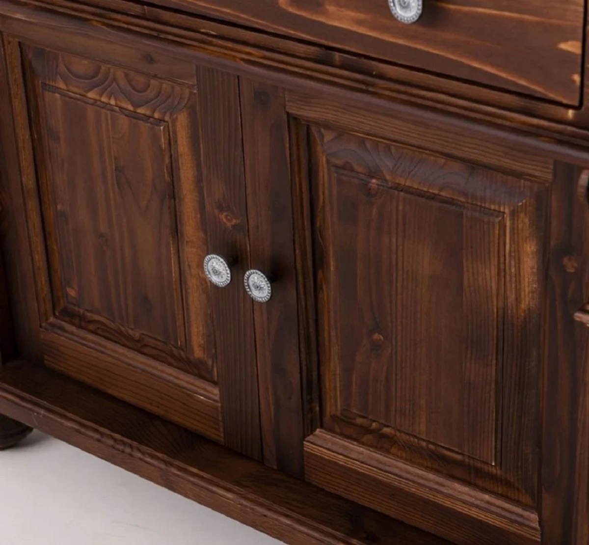 Landhausstil Badezimmer Set Dunkelbraun / Weiß - 1 Waschbeckenschrank & 1 Ovales Keramik Waschbecken - Badezimmer Möbel im Landhausstil - Landhausstil Möbel - Landhausstil Einrichtung