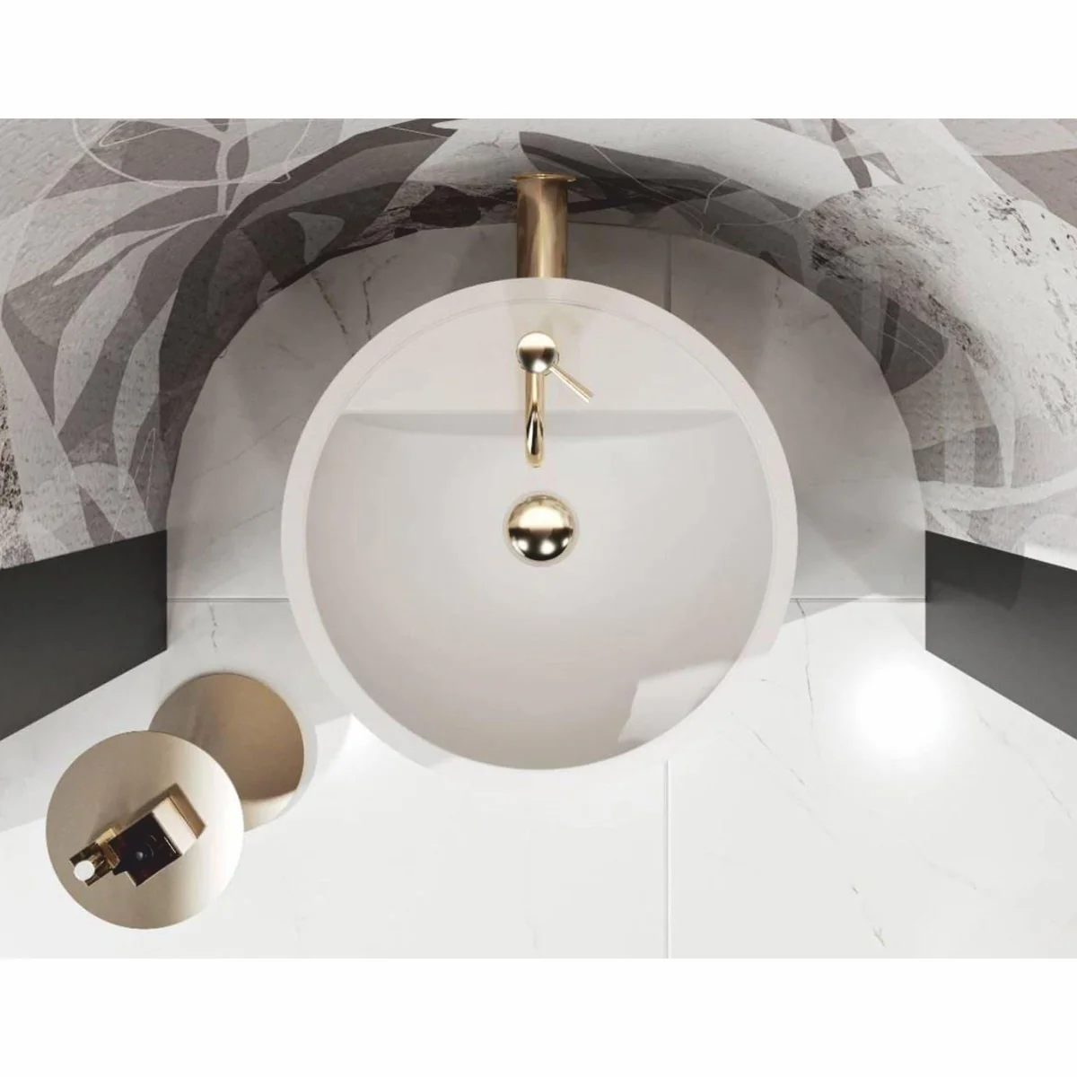 Luxus Standwaschbecken Weiß Ø 46 x H. 88 cm - Badezimmer Accessoires