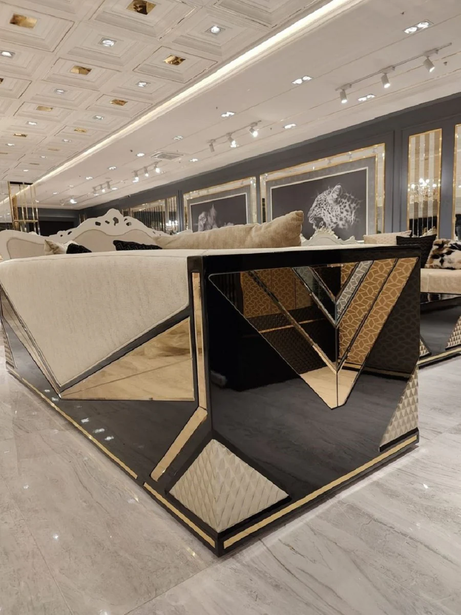 Luxus Sessel Gold / Schwarz - Wohnzimmer Sessel - Hotel Sessel - Wohnzimmer Möbel - Hotel Möbel - Luxus Möbel - Wohnzimmer Einrichtung - Luxus Einrichtung