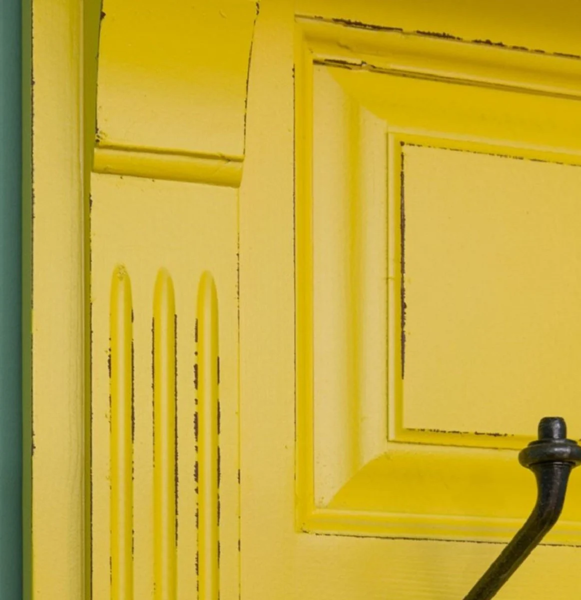 Landhausstil Garderobe Antik Gelb 180 x 41 x H. 210 cm - Massivholz Garderobenschrank mit Spiegel - Landhausstil Garderobenmöbel