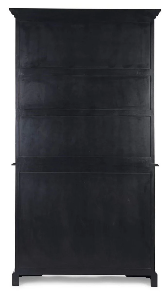Landhausstil Schrank Antik Schwarz 111,4 x 42,5 x H. 203 cm - Landhausstil Esszimmerschrank mit 4 Türen und 2 Schubladen - Landhausstil Vitrine - Landhausstil Esszimmer Möbel