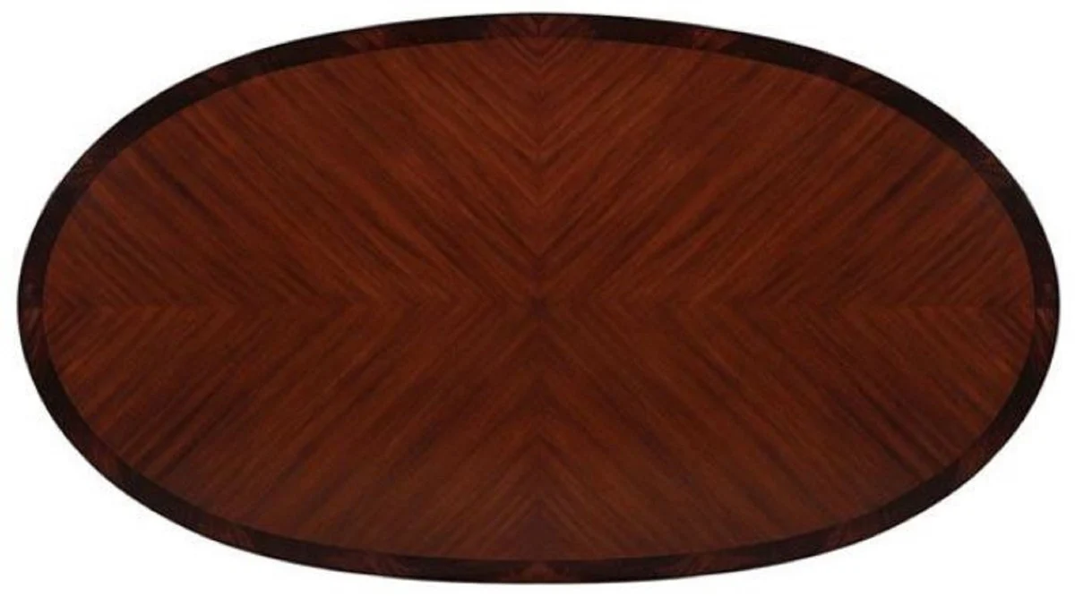 Luxus Barock Esstisch Dunkelbraun / Weiß / Gold 207 x 114 x H. 78 cm - Ovaler Mahagoni Küchentisch - Barock Esszimmer Möbel - Luxus Qualität