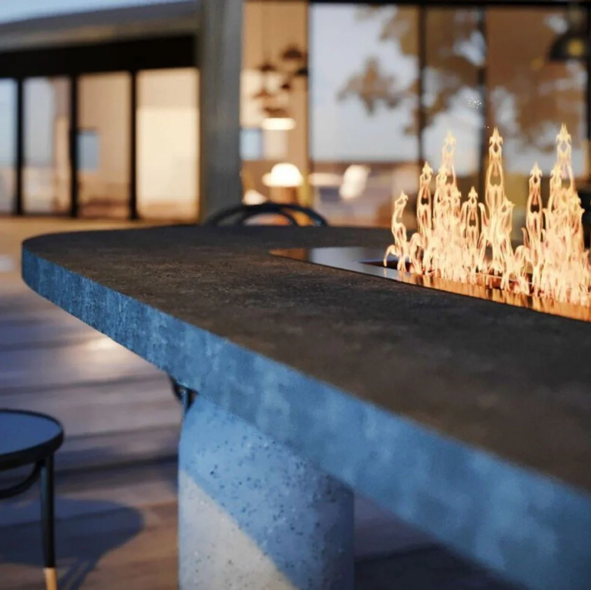 Luxus Esstisch mit Bioethanol Kamin 240 x 110 x H. 75 cm - Verschiedene Farben - Esszimmertisch - Gartentisch - Esszimmer Möbel - Garten Möbel - Luxus Möbel - Luxus Einrichtung