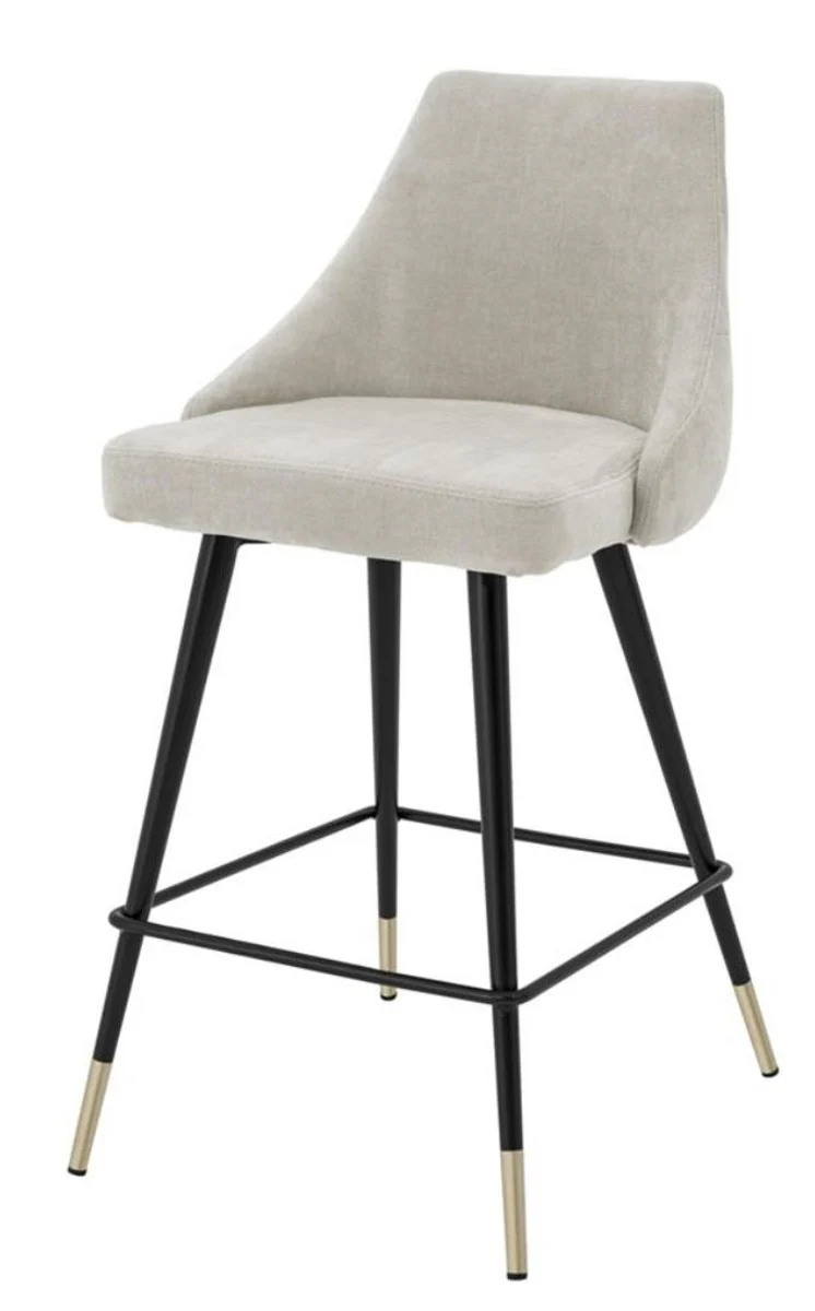 Luxus Barstuhl Sandfarben / Schwarz 47 x 52 x H. 91 cm - Luxus Barmöbel