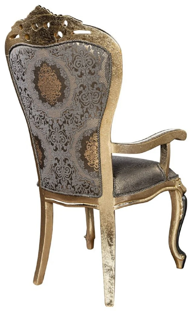 Luxus Barock Esszimmer Stuhl 8er Set Lila / Antik Gold / Schwarz - Handgefertigte Barockstil Küchen Stühle - Luxus Barockstil Esszimmer Möbel - Barock Esszimmer Möbel