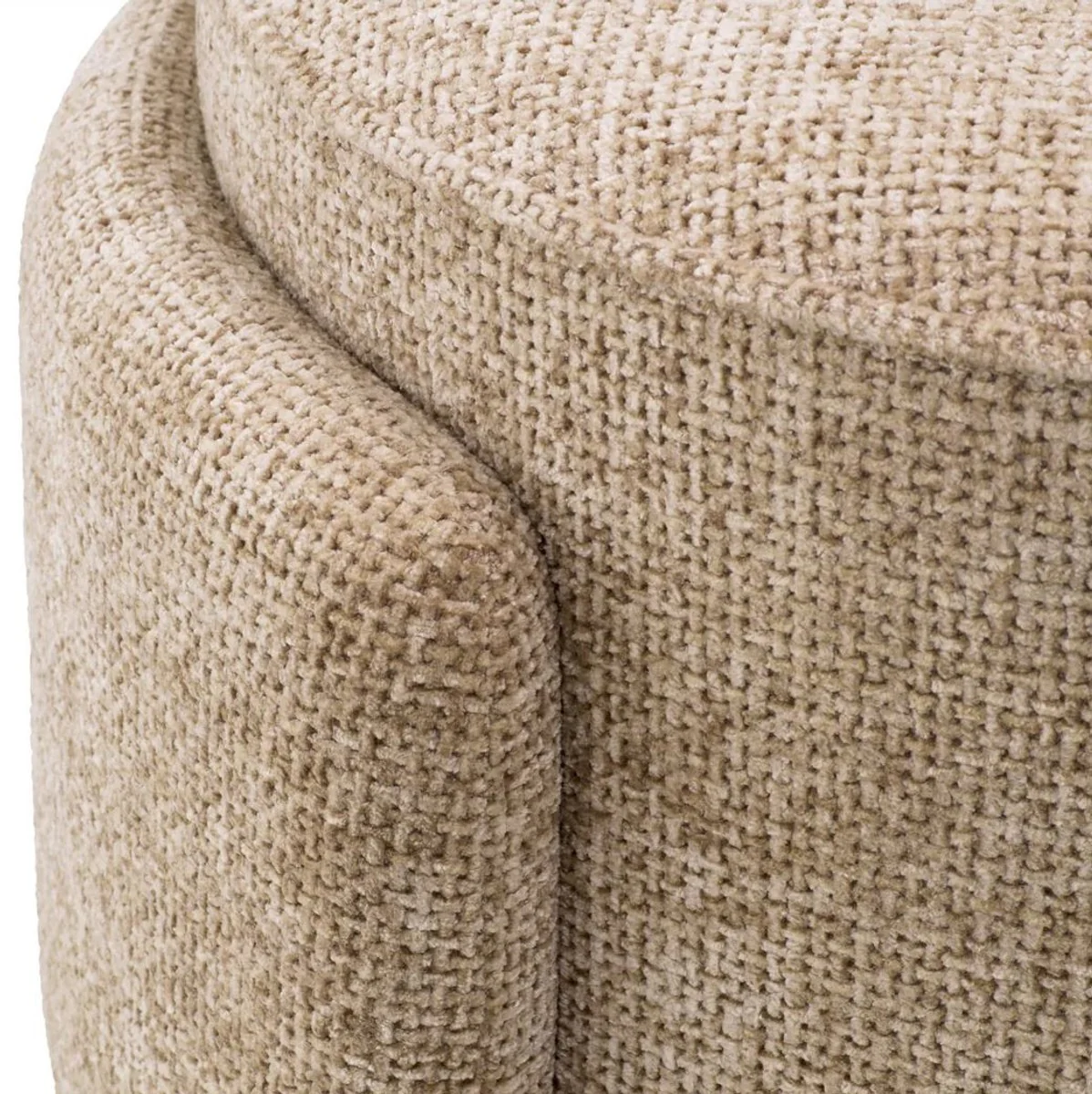 Luxus Hocker Sandfarben Ø 73 x H. 38 cm - Runder Sitzhocker - Rundhocker - Fußhocker - Wohnzimmer Möbel - Hotel Möbel - Luxus Möbel