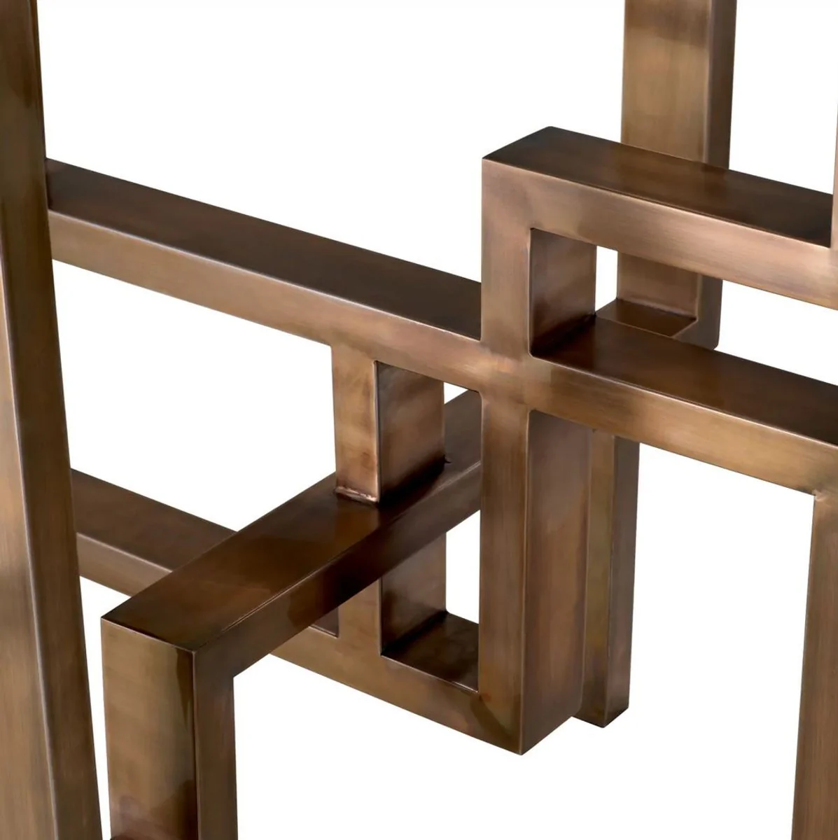 Luxus Beistelltisch Vintage Messing Ø 57 x H. 56 cm - Runder Edelstahl Tisch mit Glasplatte - Luxus Möbel - Wohnzimmer Möbel - Luxus Einrichtung - Wohnzimmer Einrichtung