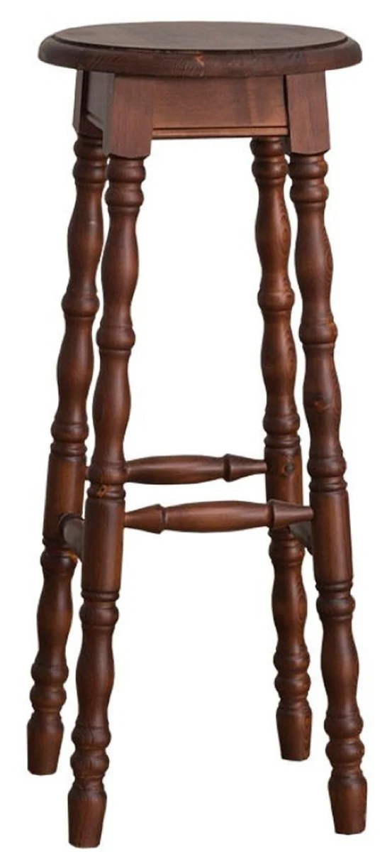 Landhausstil Barhocker Braun 35 x 35 x H. 82 cm - Massivholz Barstuhl im Landhausstil