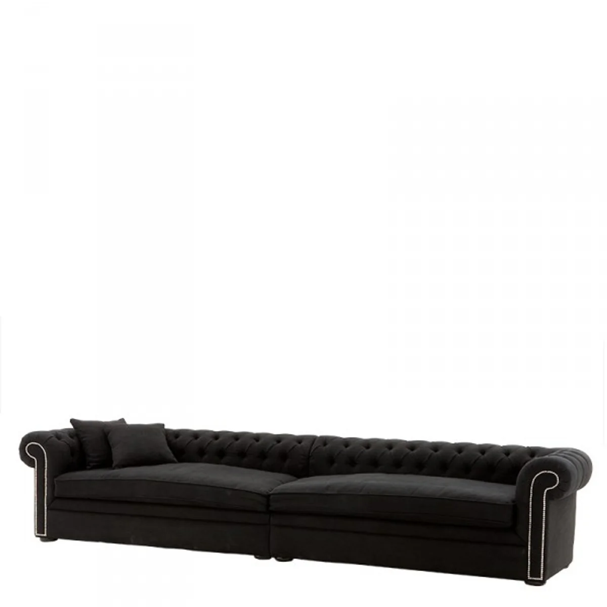 Riesiges Chesterfield Luxus Sofa Schwarz Leinen 380cm Länge