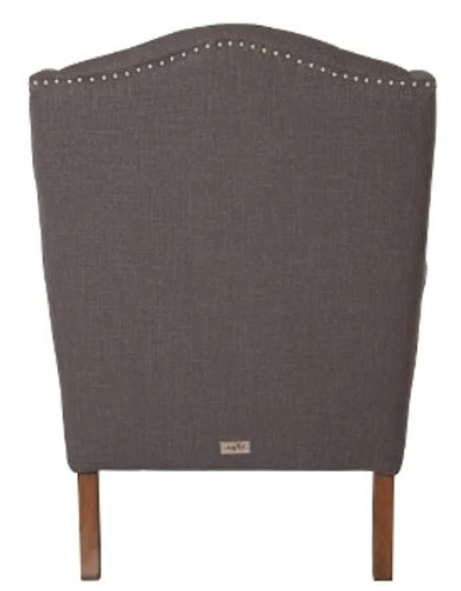 Luxus Chesterfield Ohrensessel Dunkelgrau 87 x 89 x H. 109 cm - Wohnzimmermöbel