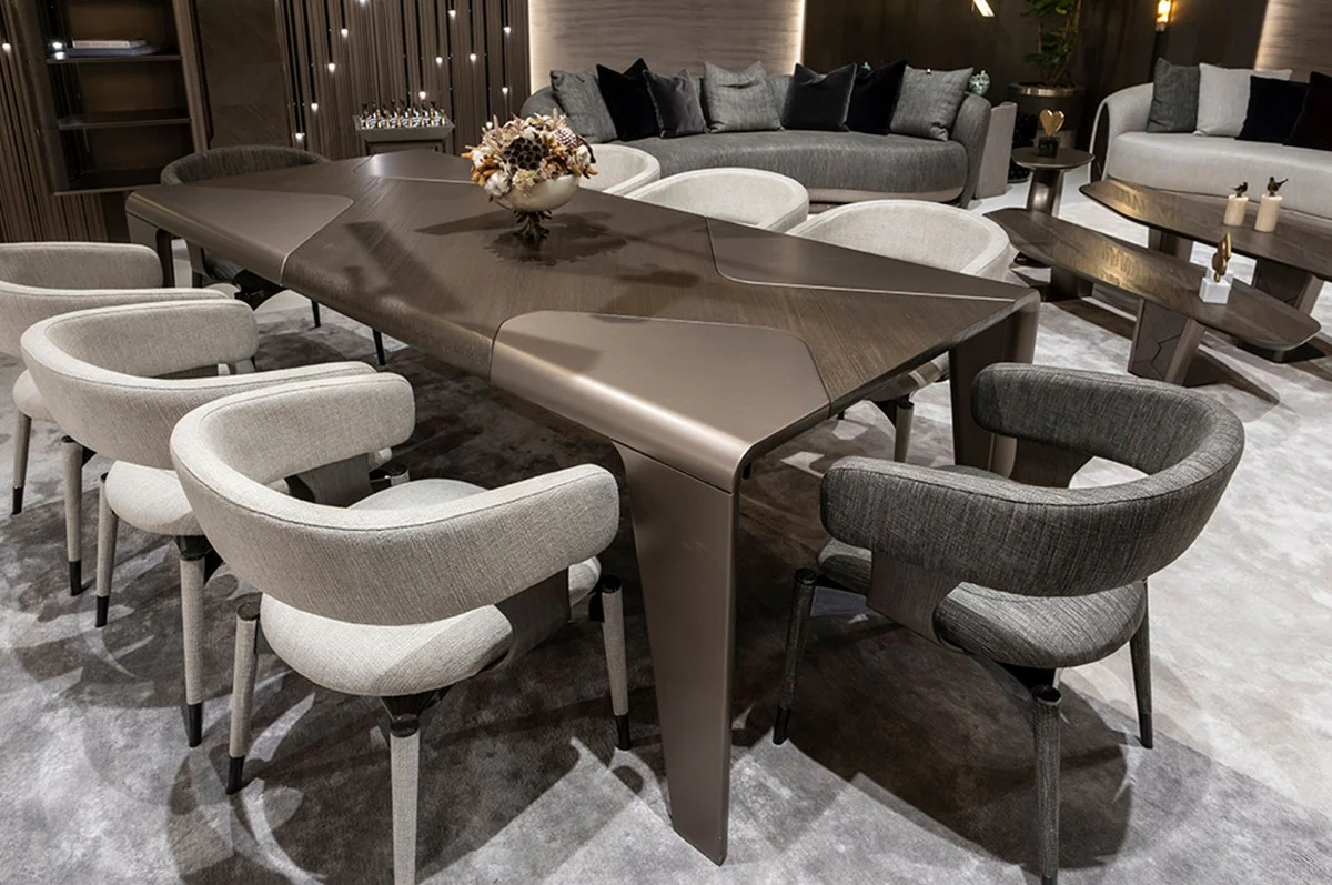 Luxus Esstisch Dunkelbraun / Bronze 235 x 110 x H. 77 cm - Rechteckiger Esszimmertisch - Esszimmer Möbel - Hotel Möbel - Luxus Möbel - Luxus Qualität