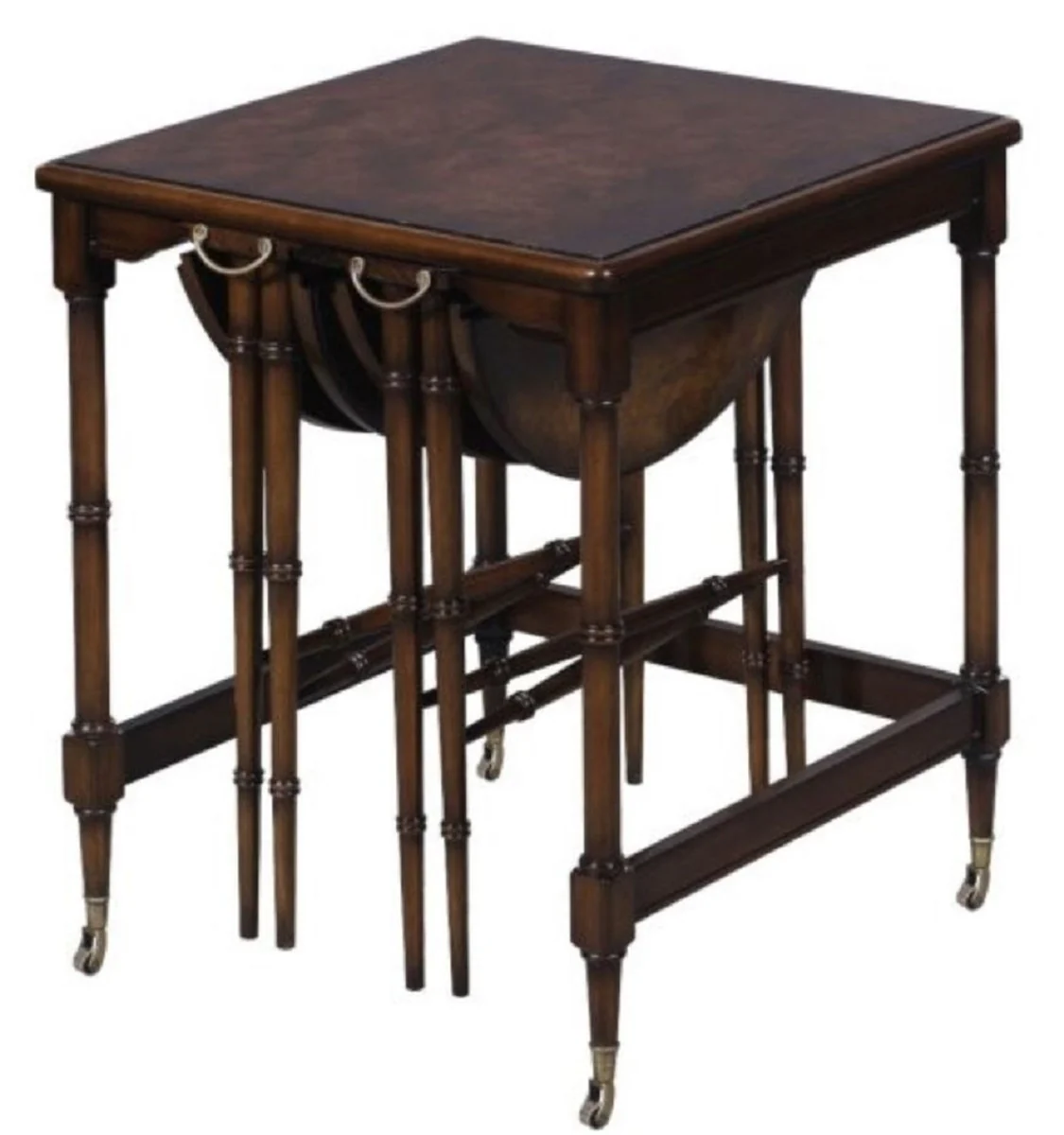 Luxus Beistelltisch Set Braun / Dunkelbraun 48 x 48 x H. 59 cm - Hotel Möbel