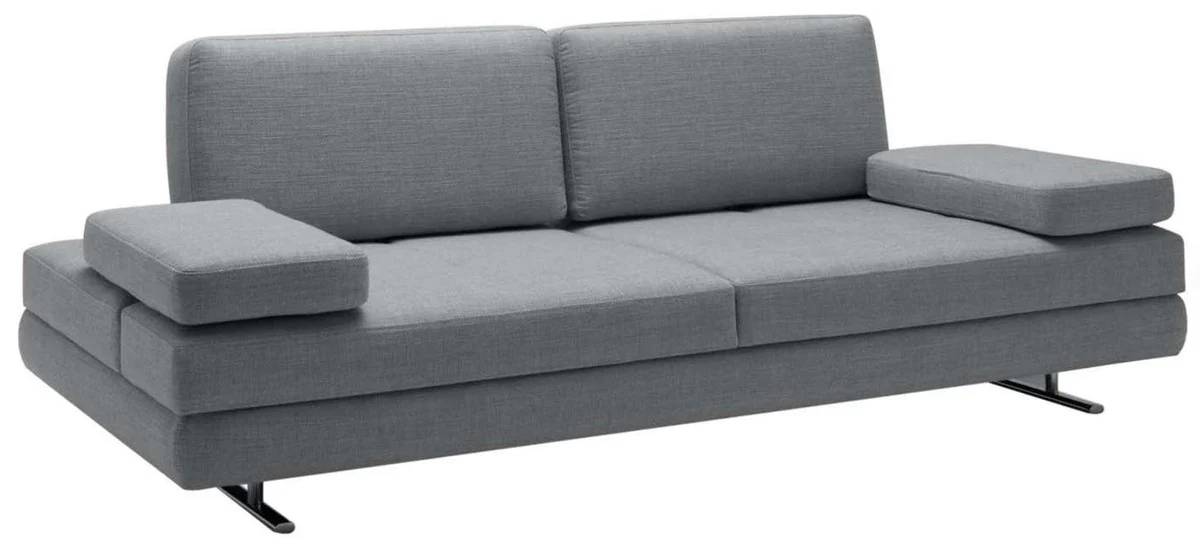 Luxus Wohnzimmer Sofa mit umklappbaren Armlehnen Grau 218 x 108 x H. 81 cm - Luxus Möbel
