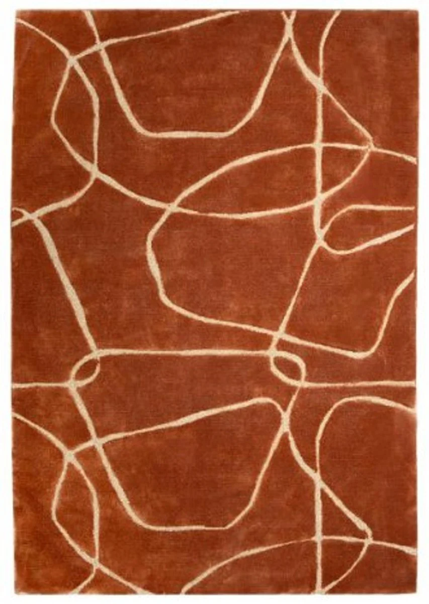 Luxus Teppich Braun / Creme 160 x 230 cm - Rechteckiger Wohnzimmer Teppich - Moderner Schlafzimmer Teppich - Luxus Interior - Luxus Qualität