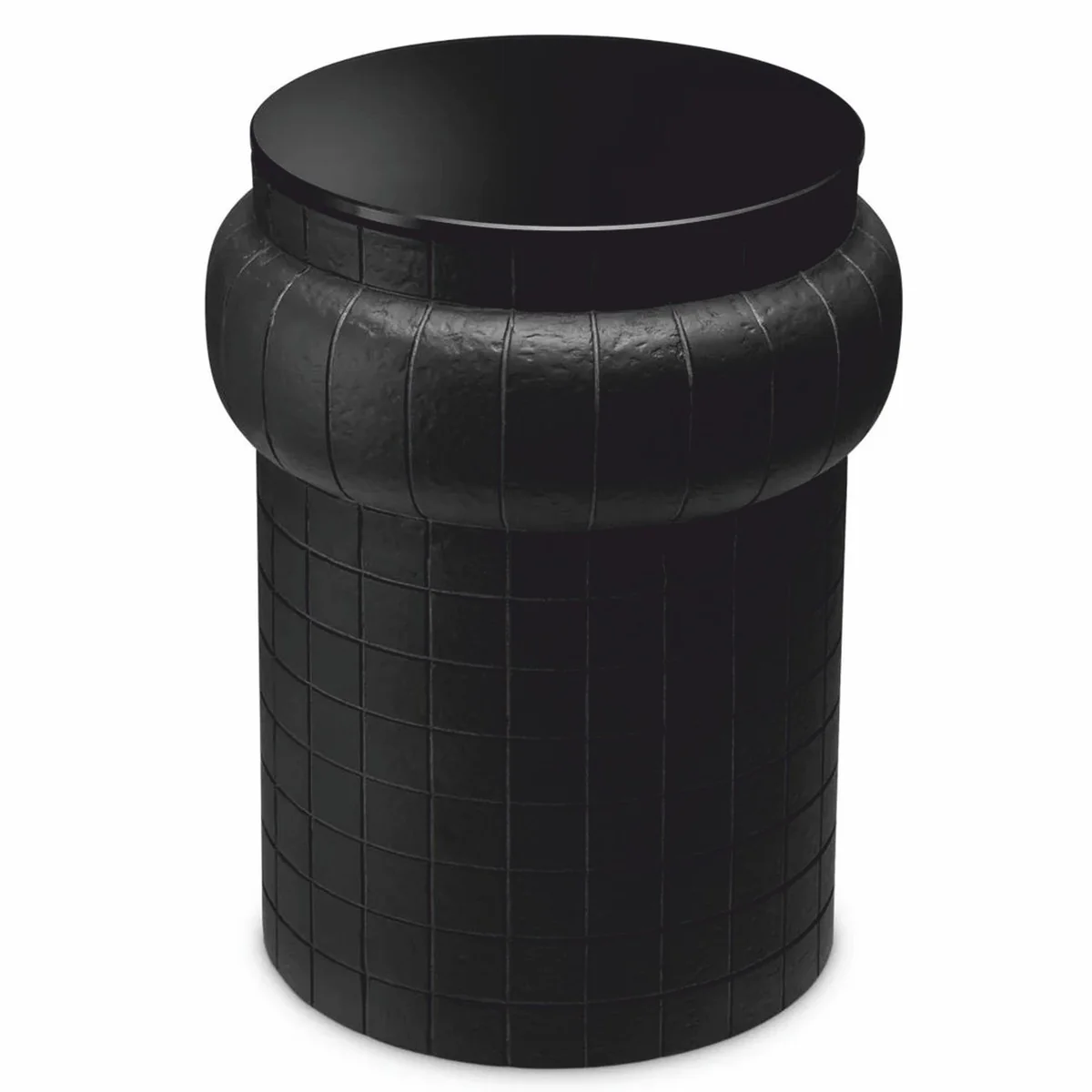 Luxus Beistelltisch mit Glasplatte Schwarz H. 52 cm - Luxus Möbel