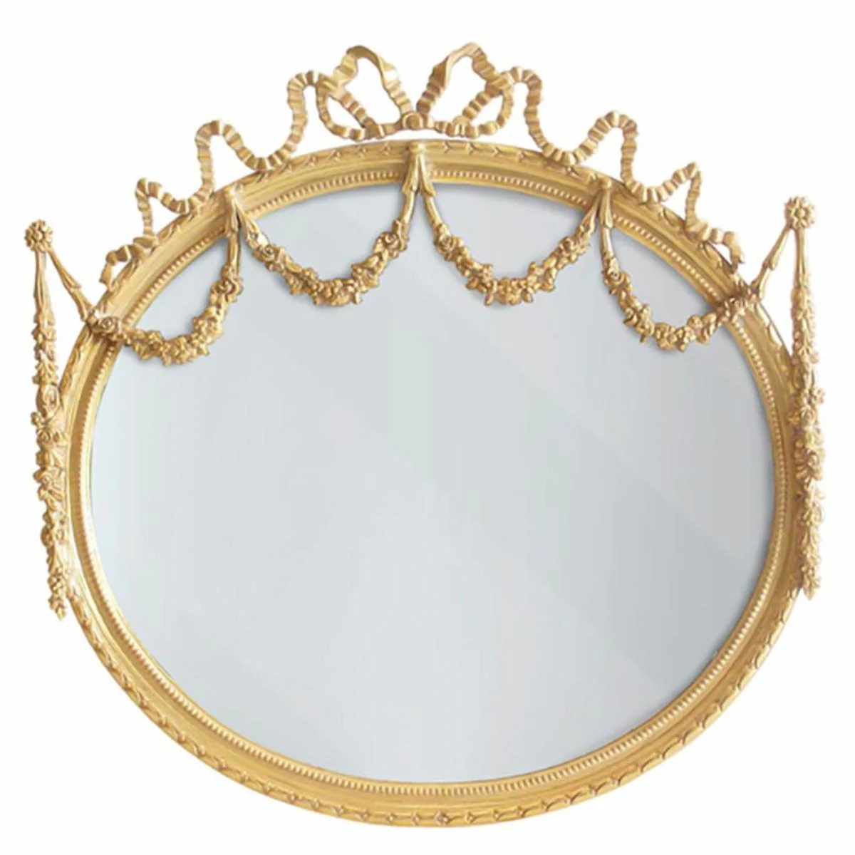 Luxus Barock Massivholz Spiegel Gold 103 cm - Made in Italy