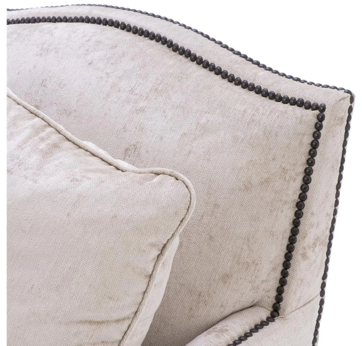 Luxus Wohnzimmer Sofa Creme / Schwarz 220 x 98 x H. 90 cm - Limited Edition