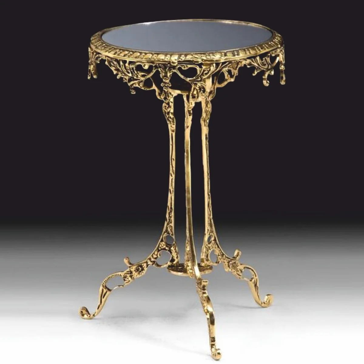 Luxus Barock Bronze Beistelltisch mit Glasplatte Gold H. 49 cm - Barock Möbel