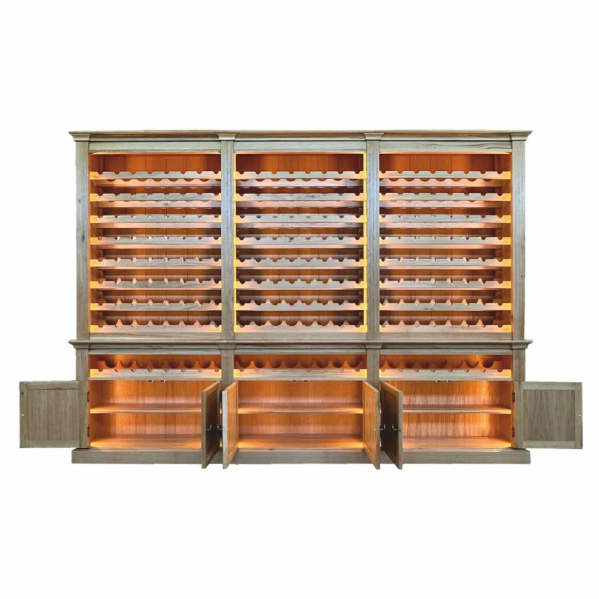 Landhausstil Weinschrank Grau / Braun 300 cm - Landhausstil Bar Möbel