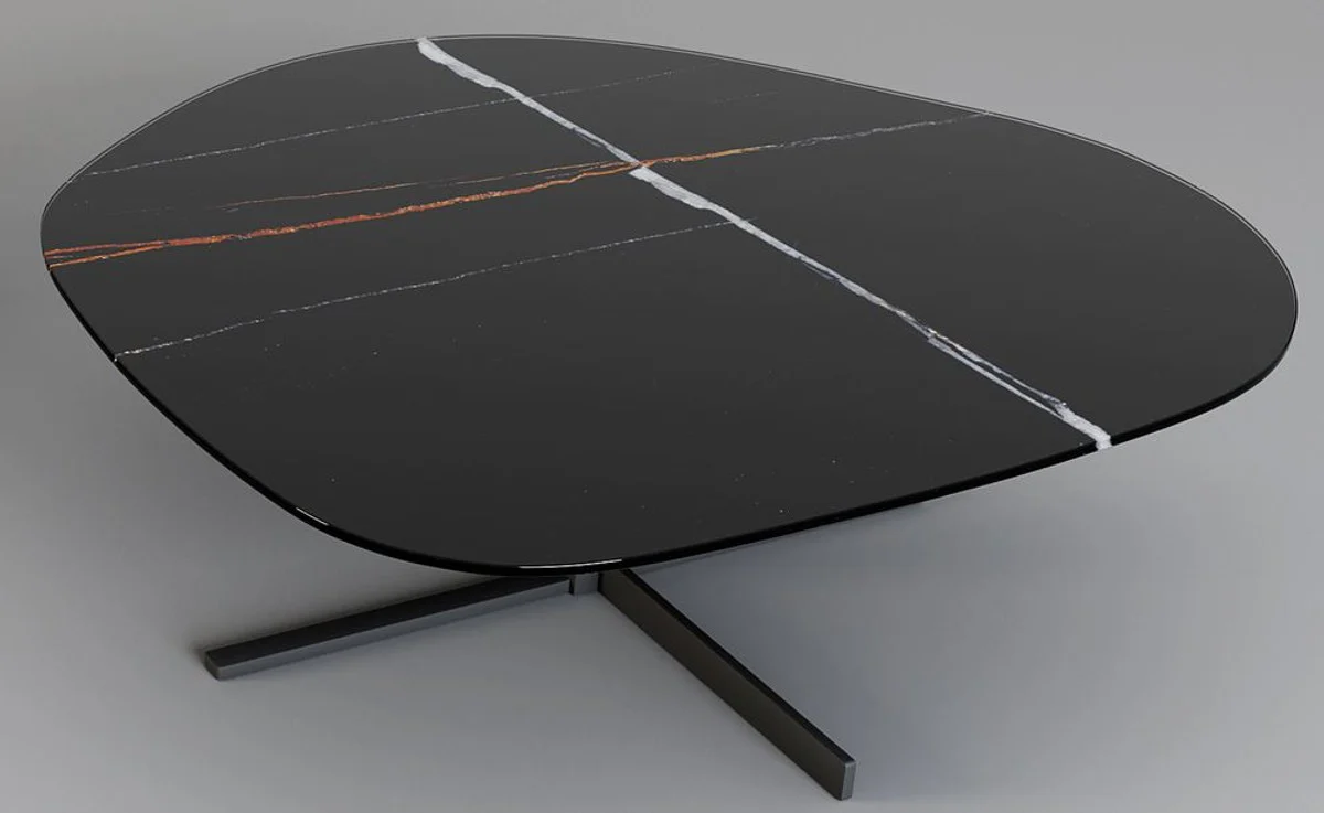 Designer Couchtisch 109 x 100 x H. 37 cm - Verschiedene Farben - Wohnzimmertisch mit edler Glaskeramik Tischplatte in Marmoroptik - Luxus Wohnzimmer Möbel