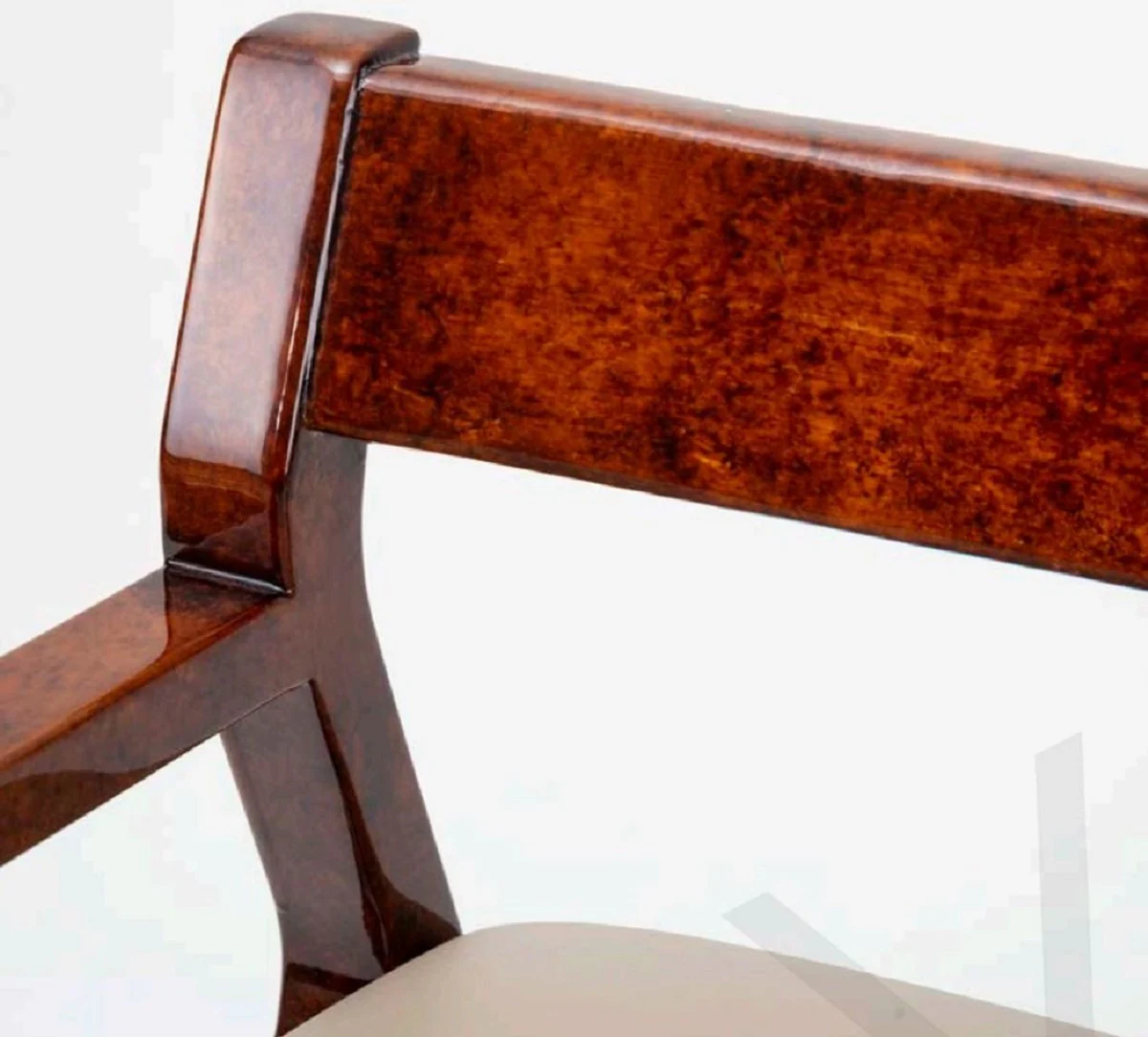 Luxus Esszimmerstuhl 6er Set mit Armlehnen Braun / Creme 60 x 69 x H. 65 cm - Luxus Massivholz Küchen Stühle - Esszimmer Möbel - Küchen Möbel - Luxus Möbel - Luxus Einrichtung