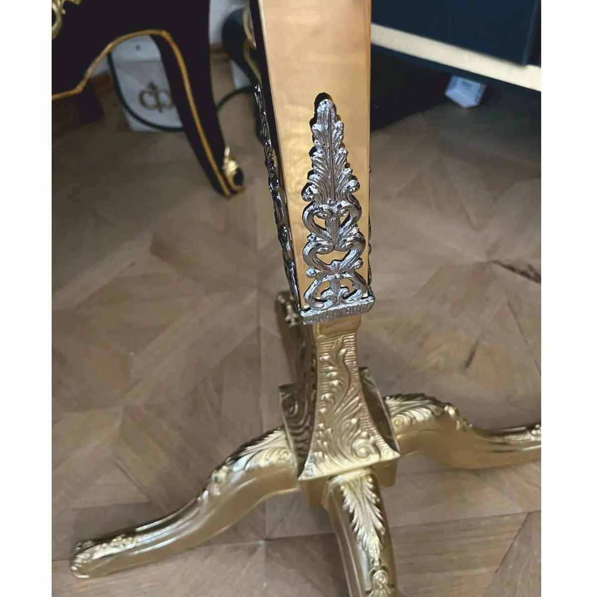 Luxus Barock Garderobenständer Gold / Silber H. 180 cm - Made in Italy