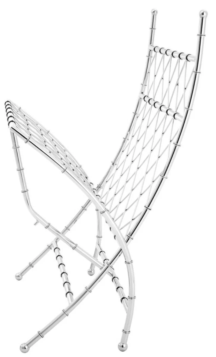 Luxus Klappstuhl Silber / Schwarz 75 x 81,5 x H. 92 cm - Luxus Möbel