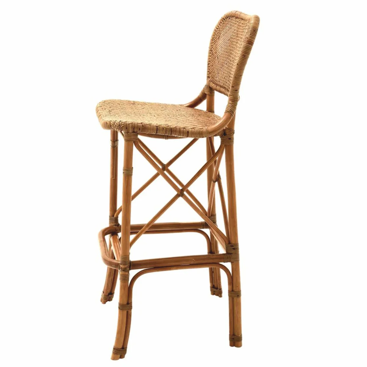 Luxus Rattan Barstuhl Braun H. 104,5 cm - Rattan Bar Möbel