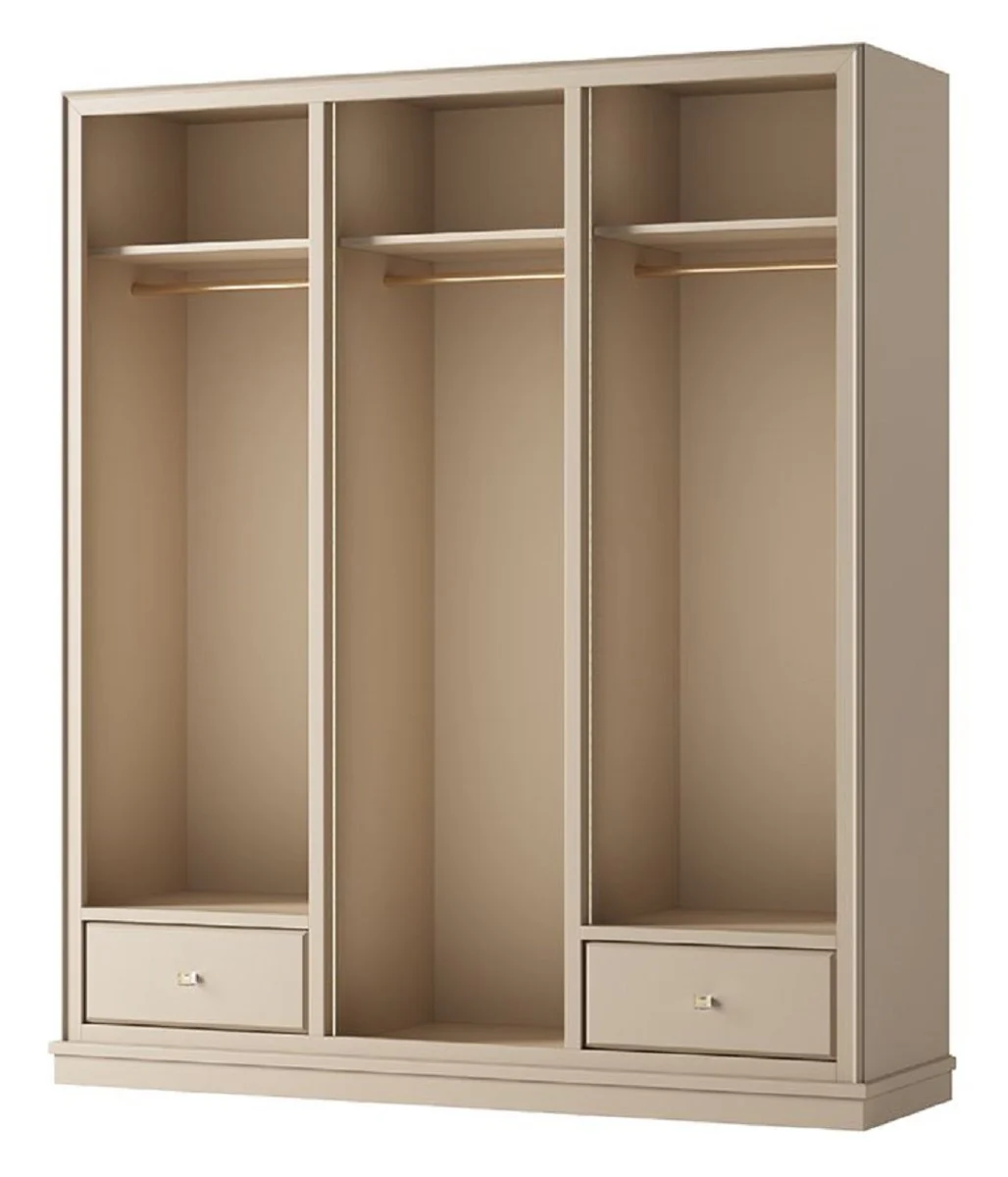 Luxus Kleiderschrank Beige 200 x 60 x H. 200 cm - Offener Schlafzimmer Schrank - Schlafzimmer Möbel - Hotel Möbel - Schlafzimmer Einrichtung - Luxus Möbel - Luxus Einrichtung