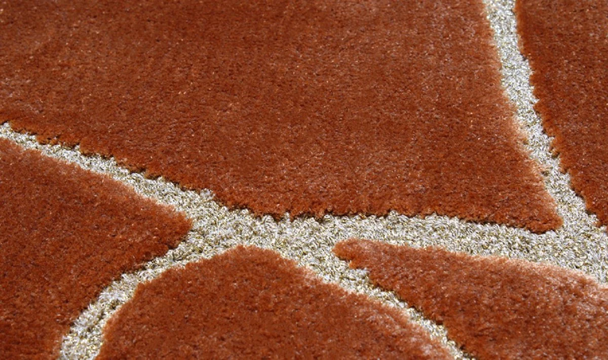 Luxus Teppich Braun / Creme 160 x 230 cm - Rechteckiger Wohnzimmer Teppich - Moderner Schlafzimmer Teppich - Luxus Interior - Luxus Qualität