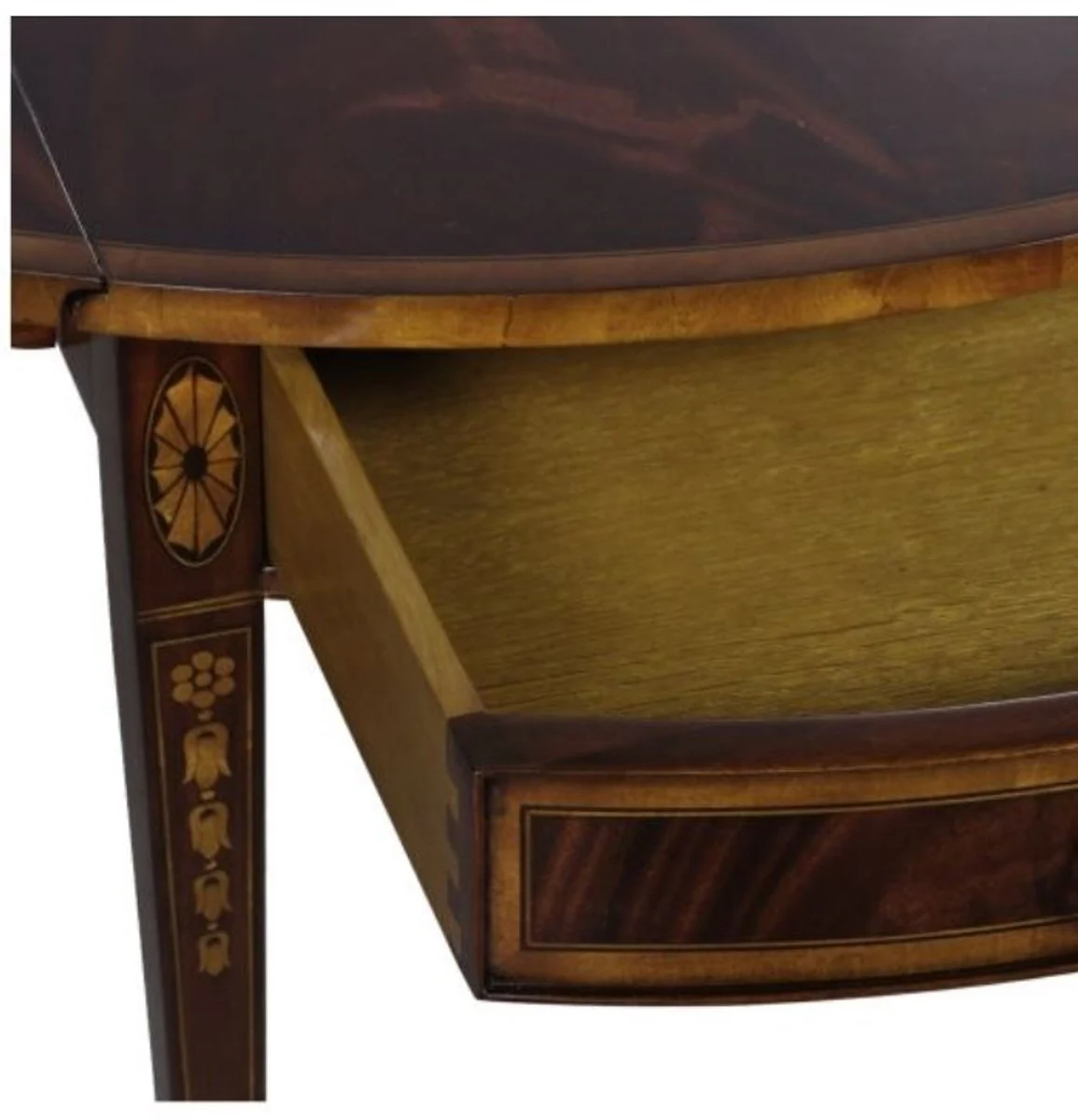 Luxus Mahagoni Beistelltisch mit Schublade Braun 96 x 77 x H. 73 cm - Wohnzimmermöbel