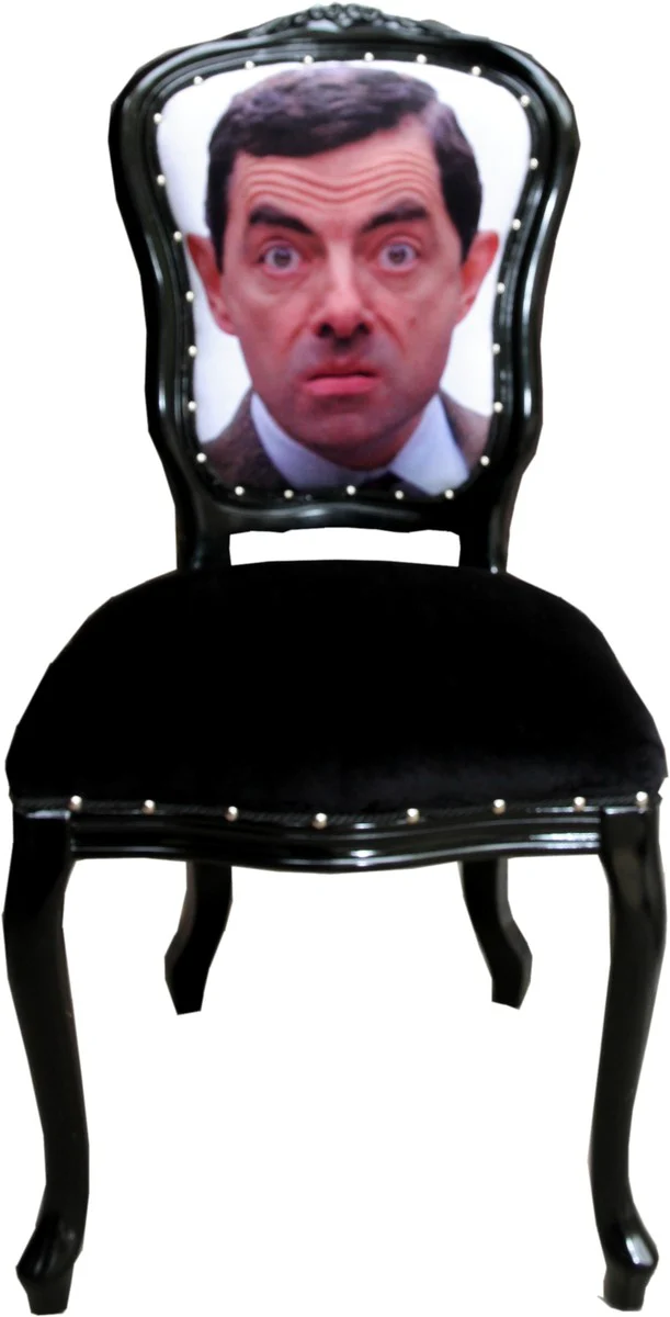 Barock Luxus Esszimmer Stuhl Karikatur Design / Schwarz - Designer Stuhl - Design Möbel