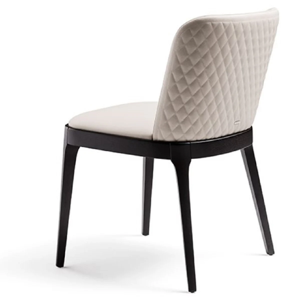 Luxus Esszimmerstuhl 8er Set Cremefarben / Schwarz - 6 Esszimmerstühle ohne Armlehnen & 2 Esszimmerstühle mit Armlehnen - Luxus Esszimmer Möbel - Luxus Qualität - Made in Italy
