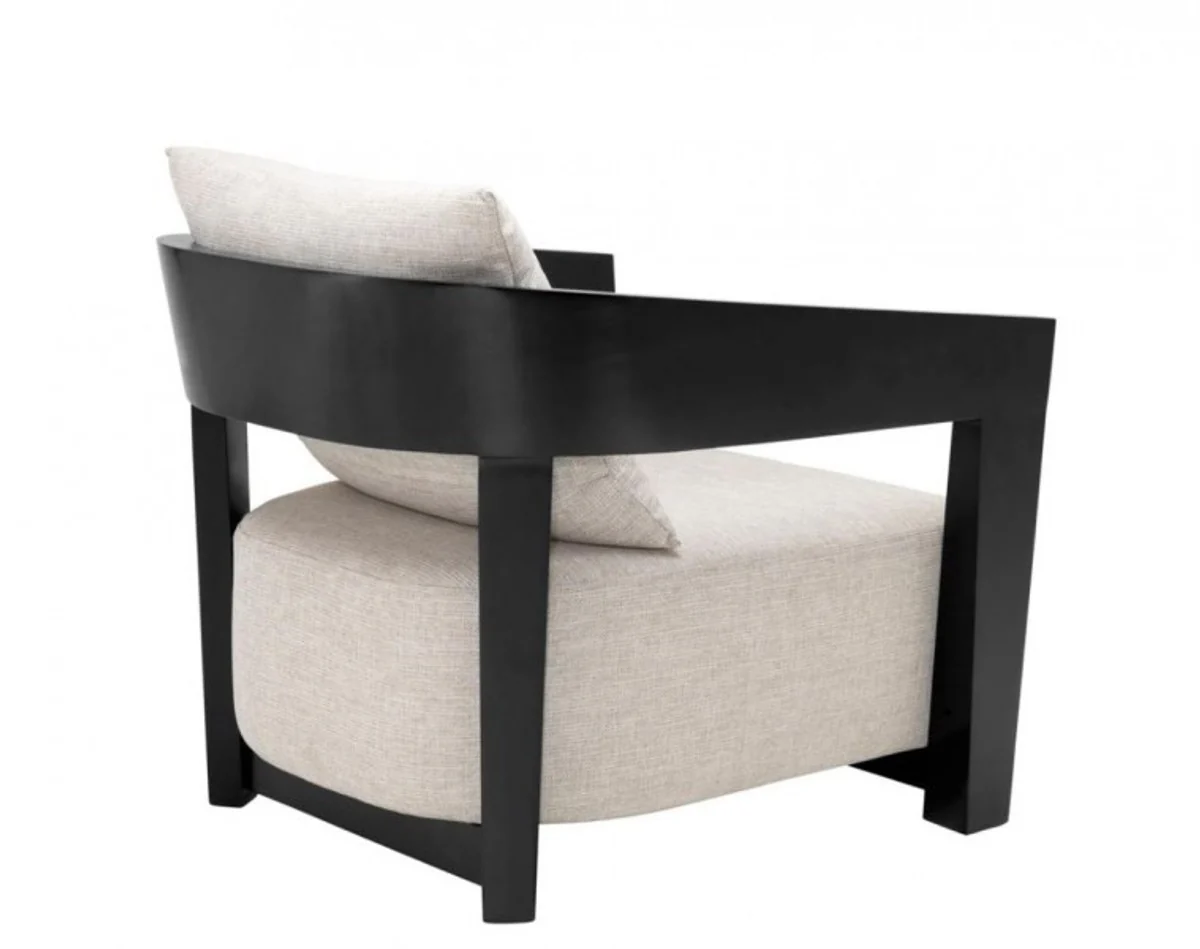 Luxus Art Deco Mahagoni Sessel Schwarz - Luxus Hotel Möbel